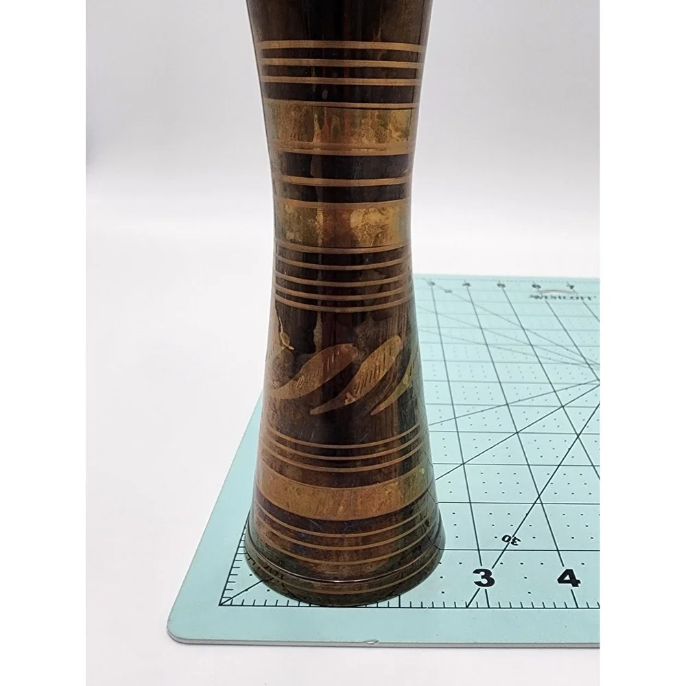 DECORATIVE BRASS FLORAL ETCHED‎ VASE INDIAN ORIGIN